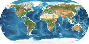 Land Collection: Earth, topographic and bathymetric map