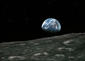 NASA history Fine Art Print Collection: Earthrise photograph, artwork