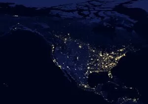 Populator Collection: North America at night, satellite image