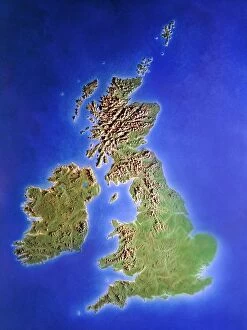 Ireland Mouse Mat Collection: Relief map of the United Kingdom and Eire