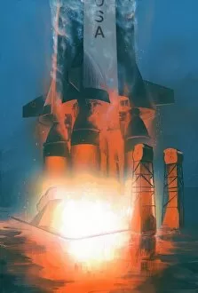 Ascent Collection: Saturn V rocket launch, artwork