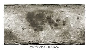 Early Maps Metal Print Collection: Spacecraft on the Moon, lunar map