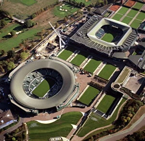 Related Images Fine Art Print Collection: Aerial image of Centre Court and Number 1 Court, All-England Club (All England Lawn Tennis