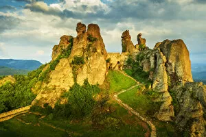 Aerial Views Fine Art Print Collection: Aerial view by drone of Kaleto Rock Fortress rock formations, Belogradchik, Bulgaria