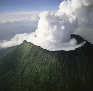 2 Mar 2010 Metal Print Collection: Aerial view of Mount Nyiragongo, an active volcano in the Virunga Mountains in Virunga National Park