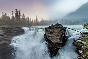 Pure Collection: Athabasca Falls at sunrise, Glacier Parkway, Jasper National Park, UNESCO World Heritage Site