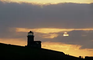 Light Houses Collection: Belle Tout lighthouse on cliffs at sunset, near Birling Gap, East Sussex, England, United Kingdom