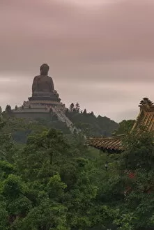 Far East Collection: The Big Buddha statue, Po Lin Monastery, Lantau Island, Hong Kong, China, Asia