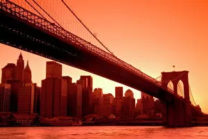 Related Images Poster Print Collection: Brooklyn Bridge and Lower Manhattan Skyline viewed