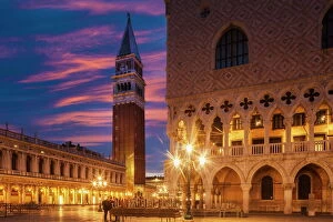 Religious Metal Print Collection: Doges Palace and Campanile after sunset, Venice, UNESCO World Heritage Site, Veneto, Italy, Europe
