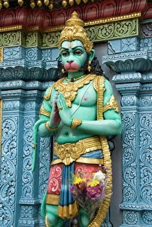 Temples Canvas Print Collection: Exterior statue of the Hindu monkey god Hanuman, Sri Krishna Bagawan Temple