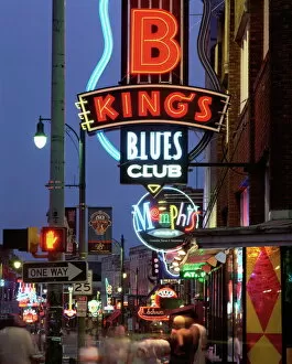Memphis Collection: The famous Beale Street at night
