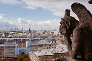 Religious Architecture Metal Print Collection: A gargoyle stares out from Notre Dame de Paris cathedral, Paris, France, Europe