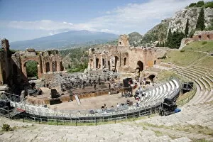 V Iew Collection: The Greek and Roman theatre, Taormina, Sicily, Italy, Europe