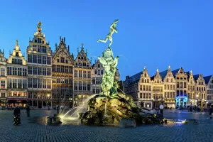 Fountains Collection: The Grote Markt in the historic centre, Antwerp, Belgium, Europe