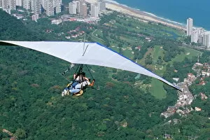 Rio De Janeiro Collection: Hang-glider after taking off from Pedra Bonita, Rio de Janeiro, Brazil, South America