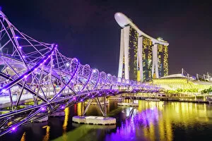 Futuristic Collection: Helix Bridge leading to the Marina Bay Sands, Marina Bay, Singapore, Southeast Asia, Asia