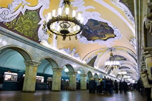Crowd Collection: Interior of Komsomolskaya Metro Station, Moscow, Russia, Europe
