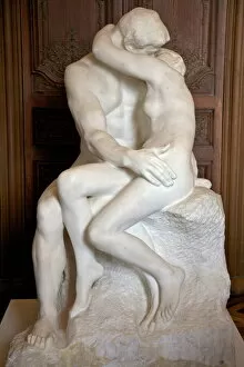 Fine-art nude portraits Poster Print Collection: The Kiss by Auguste Rodin, 1889, marble sculpture in Rodin Museum, Paris, France, Europe