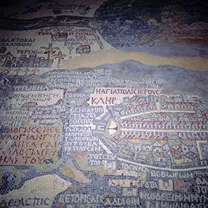 Cultural festivals and traditions Collection: Madaba Mosaic Map, 6th century AD, detail showing Jerusalem, Madaba, Jordan