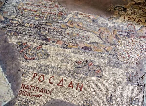 Maps Metal Print Collection: Madaba Mosaic Map, Greek Orthodox Basilica of Saint George, Madaba, Madaba Governorate