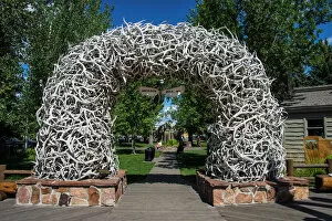 Towns Collection: Monument of deer bones at a park in Jackson Hole, Wyoming, United States of America, North America