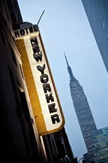 Sign Collection: New Yorker Hotel and Empire State Building, Manhattan, New York City, New York