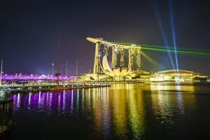 Marina Bay Sands Hotel Collection: The nightly light and laser show in Marina Bay from the Marina Bay Sands, Singapore