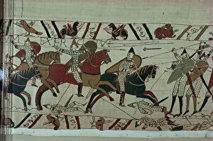 Horses Collection: Norman cavalry clashes with Harolds foot soldiers forming shield wall