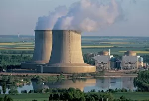 Cooling Towers Metal Print Collection: Nuclear power station of Saint Laurent-des-Eaux, Pays de Loire, Loire Valley
