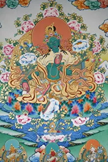 Colorful Collection: Painting of Green Tara, Buddhist symbol of prosperity, Kopan monastery, Kathmandu, Nepal