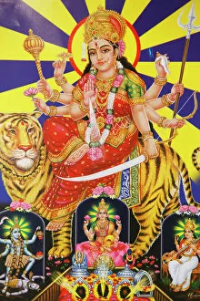 Armed Collection: Picture of Hindu goddess Durga, India, Asia