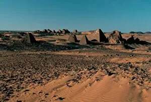 Sudanese Collection: Pyramids at archaeological site of Meroe, Sudan, Africa
