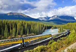 Rail Collection: Rocky Mountaineer train at Morants curve near Lake Louise in the Canadian Rockies