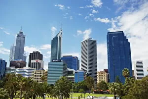Perth Jigsaw Puzzle Collection: Skyscrapers of city skyline, Perth, Western Australia, Australia, Pacific