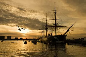 Usk Poster Print Collection: Sunset over the Hard and HMS Warrior, Portsmouth, Hampshire, England, United Kingdom, Europe