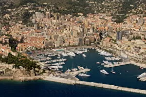 Sailing Collection: View from helicopter of Monte Carlo, Monaco, Cote d Azur, Europe