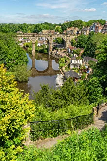 Viaducts Pillow Collection: View of Knaresborough viaduct and the River Nidd from path leading to the Castle