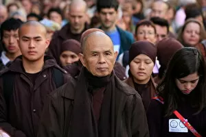 Senior Men Collection: Walking meditation led by Thich Nhat Hanh, Paris, France, Europe