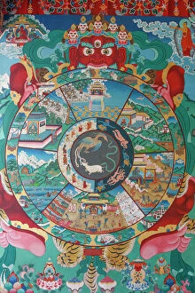 Colorful Collection: Wheel of life (wheel of Samsara), Kopan monastery, Bhaktapur, Nepal, Asia