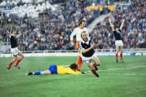 Related Images Cushion Collection: Archie Gemmill celebrates his famous goal against Holland at the 1978 World Cup
