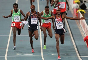 Related Images Cushion Collection: Mo Farah wins the 5000m final at the 2011 World Championships