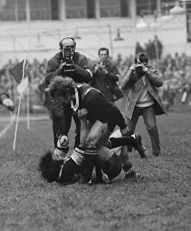 Tours Photographic Print Collection: Tom David and Grant Batty fight during the famous game between the All Blacks and Barbarians in 1973