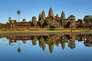 Architecture Collection: Reflection of Angkor Wat Temple in lake, Siem Reap, Cambodia