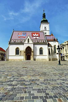 Copyspace Collection: St. Marks Church and cobbles of the Square in Zagreb, Croatia