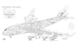 Boeing Jigsaw Puzzle Collection: Boeing 747-400 Cutaway Drawing