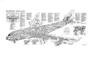 Cutaway Posters Metal Print Collection: Boeing 747-400 Cutaway Poster