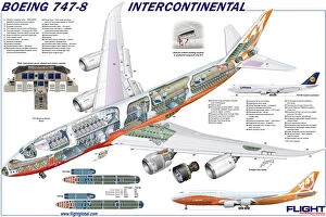 Cutaway Posters Framed Print Collection: Boeing 747-8 Cutaway Poster