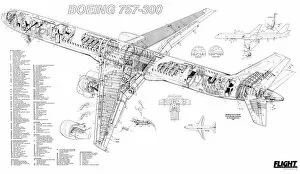 Cutaway Posters Collection: Boeing 757-300 Cutaway Poster