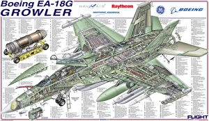 Boeing Poster Print Collection: Boeing EA-18G Growler Cutaway Poster